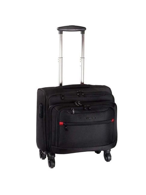 Nasher Miles Wall Street Black Solid Soft Overnighter Trolley Bag - 24 cm
