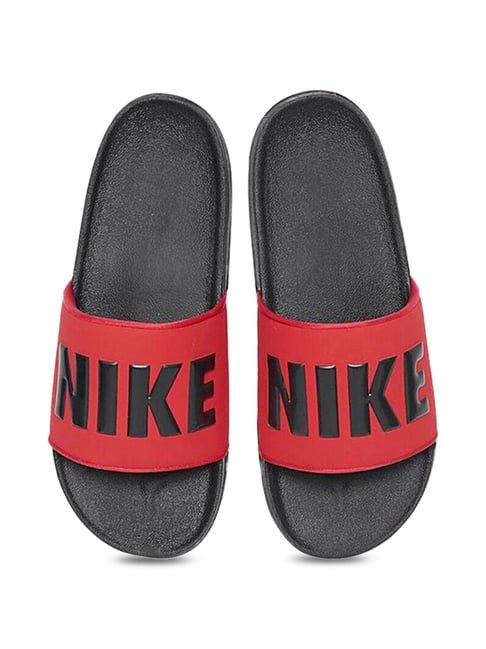 Mens nike slides discount red and black