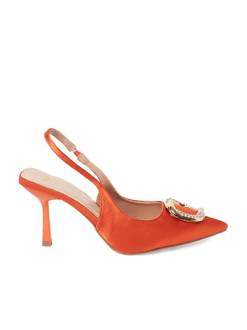 Orange store slingback pumps