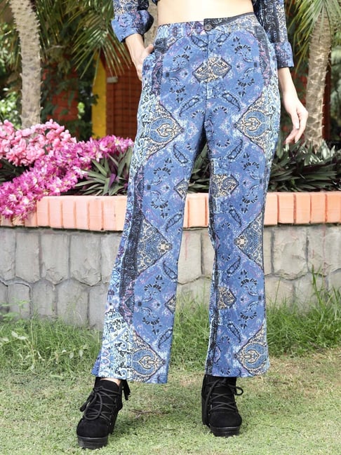 Buy Blue-White Trousers & Pants for Women by ZOELLA Online | Ajio.com