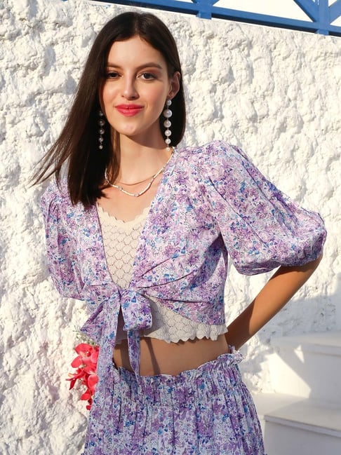Sera Purple Printed Shrug