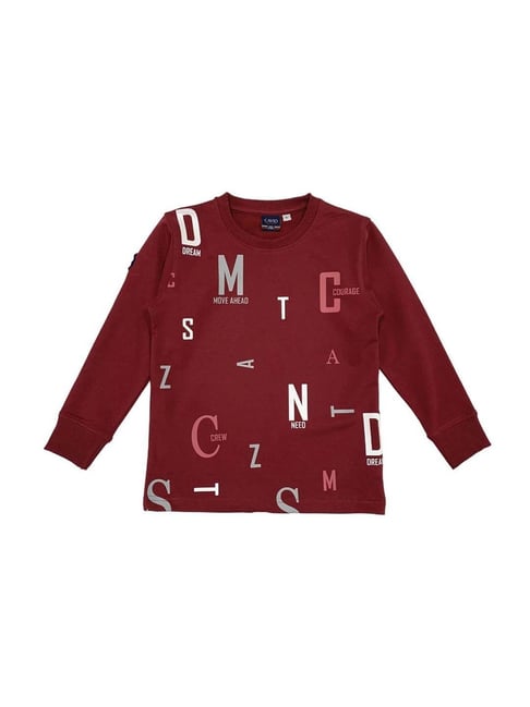 Cavio Kids Maroon Printed Full Sleeves T-Shirt-picture-43