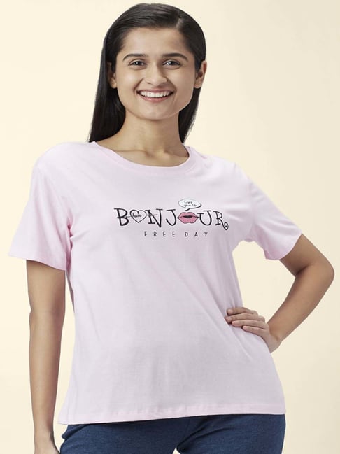 Dreamz by Pantaloons Pink Cotton Printed T-Shirt