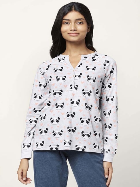 Buy Dreamz by Pantaloons Grey Cotton Printed T-Shirt for Women Online @  Tata CLiQ