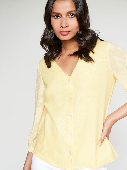 AND Light Yellow Shirt Price in India