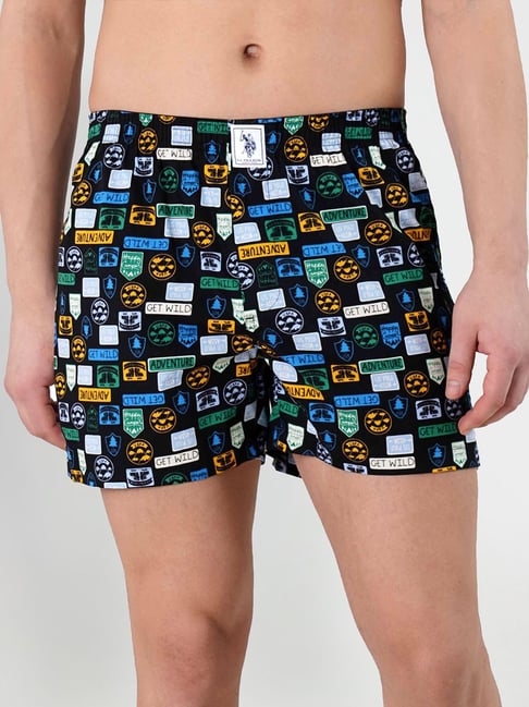 U.S. Polo Assn. Black Printed Cotton Boxers