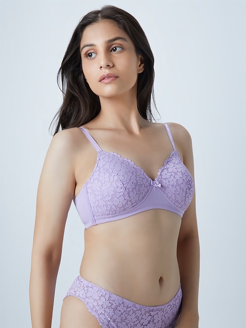 Wunderlove by Westside Lavender Padded Lace Bra Price in India