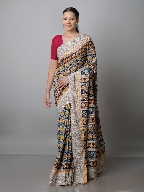 Unnati Silks Multicolor Printed Saree With Blouse Price in India