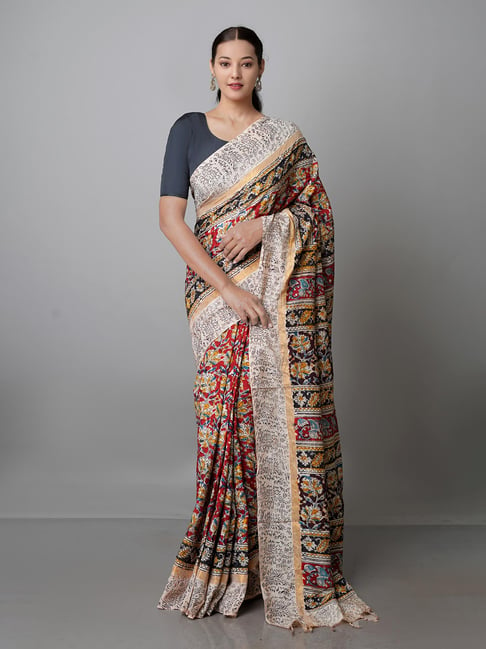 Unnati Silks Multicolor Printed Saree With Blouse Price in India