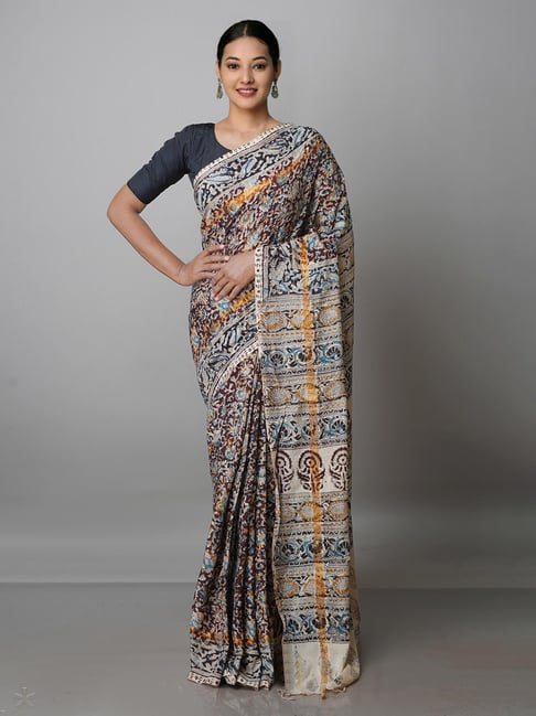 Unnati Silks Multicolor Printed Saree With Blouse Price in India