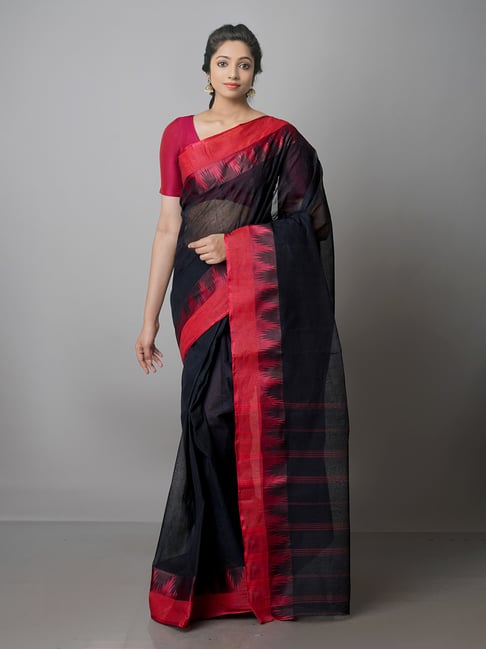 Unnati Silks Black Woven Saree With Blouse Price in India