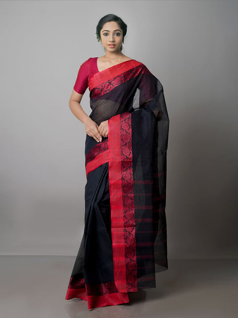 Unnati Silks Black Woven Saree With Blouse Price in India