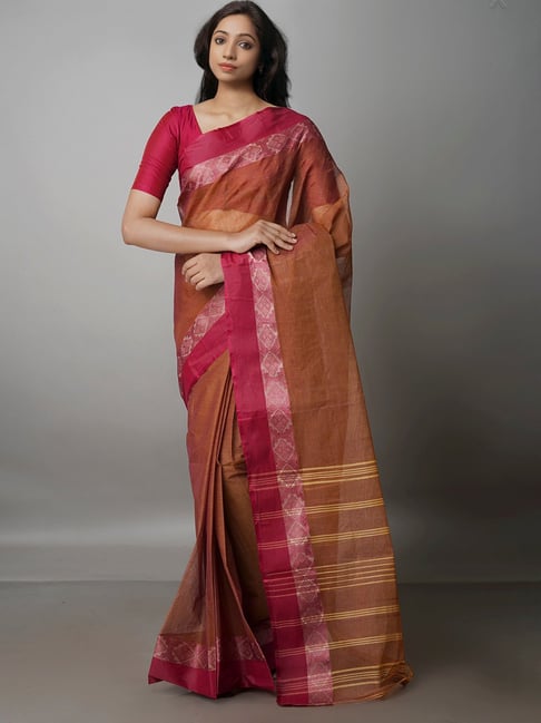 Unnati Silks Multicolor Woven Saree With Blouse Price in India