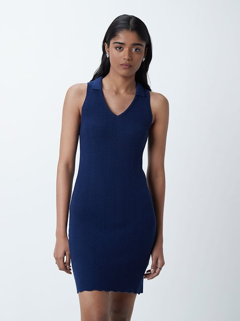 Nuon by Westside Dark Blue Knitted Dress Price in India