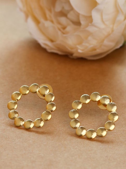 Johori Circle Golden Stud Earrings-picture-15