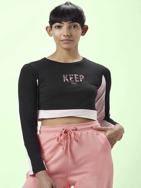 Ajile by Pantaloons Black Cotton Printed Sports Top-picture-36