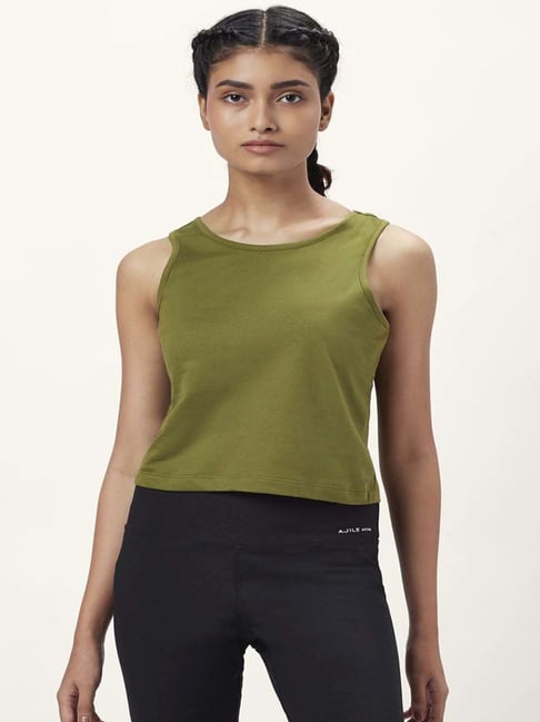 Ajile by Pantaloons Olive Green Cotton Sports Top-picture-28