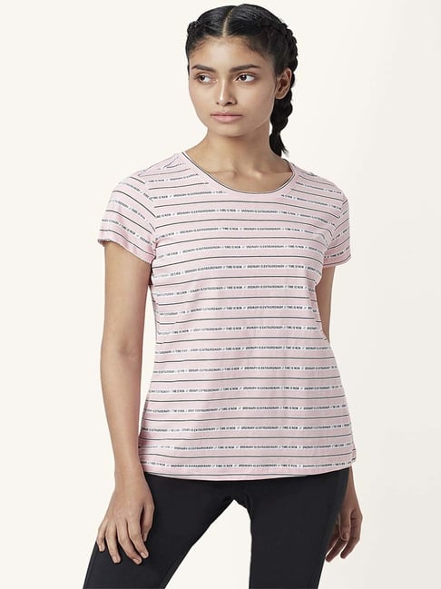 Ajile by Pantaloons Pink Cotton Graphic Print Sports T-Shirt-picture-129