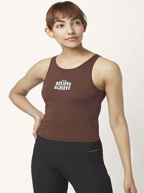 Ajile by Pantaloons Brown Cotton Printed Tank Top-picture-38