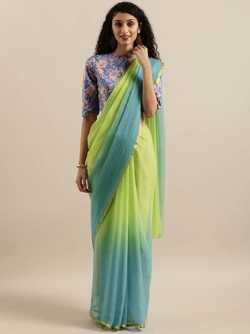 Buy Dark Green Tie And Dye Shibori Chiffon Saree-UNM76064 Online at  Unnatisilks.com|UNM76064