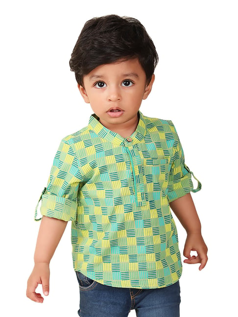 Fabindia Kids Light Green Printed Full Sleeves Shirt-picture-23