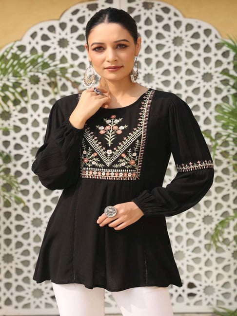 Juniper Black Embroidered Tunic