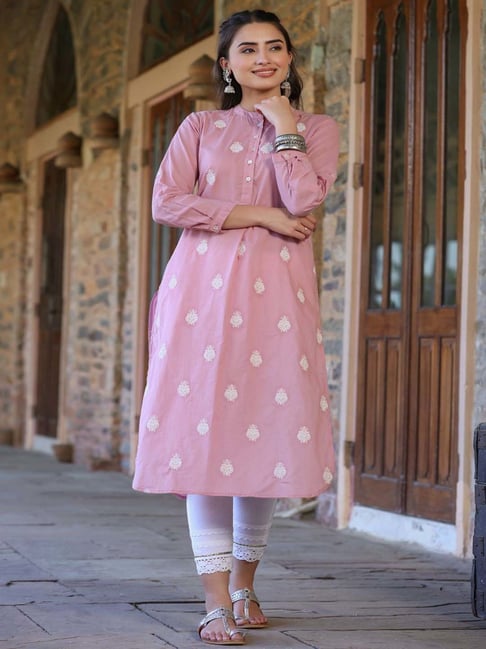 Pink straight outlet kurta