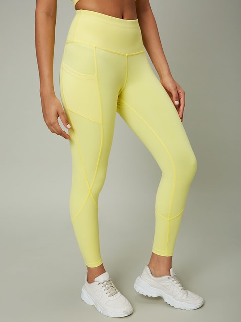 Buy Yellow Cotton Lycra Skin Fit Tights Online - Aurelia