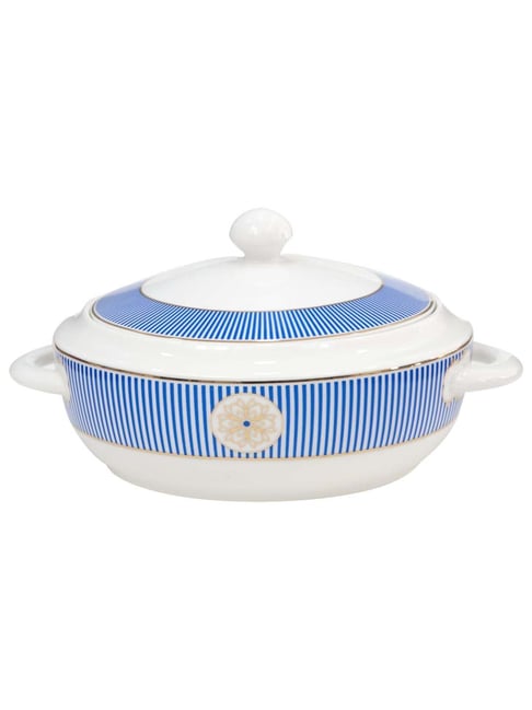 Buy Clay Craft White & Blue Ceramic Dinner Plate (0.35 L) Set of 6 at Best Price Tata CLiQ