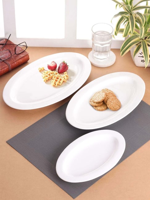 Buy Clay Craft White Ceramic Serving Platter Set of at Best