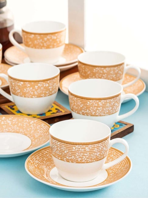 Buy Clay Craft White Orange Ceramic Tea Set at Best Price Tata