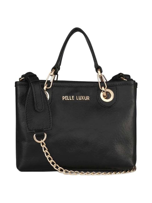 PELLE LUXUR Black Solid Medium Handbag-picture-32