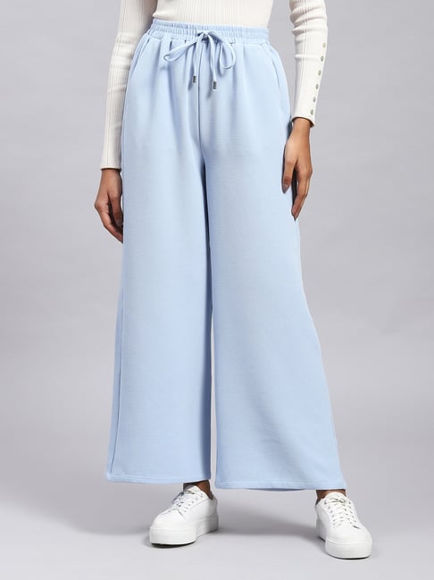 Label Ritu Kumar Light Blue Relaxed Fit Mid Rise Pants-picture-26