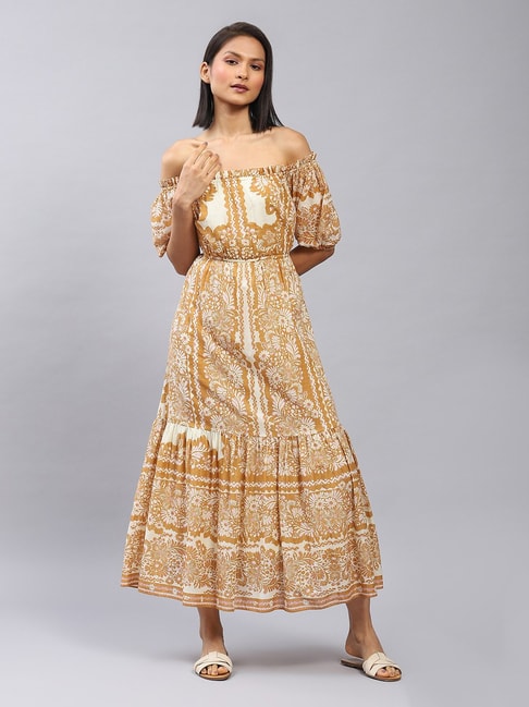 Buy Tangerine Orange Embellished Long Dress Online - Label Ritu Kumar  International Store View