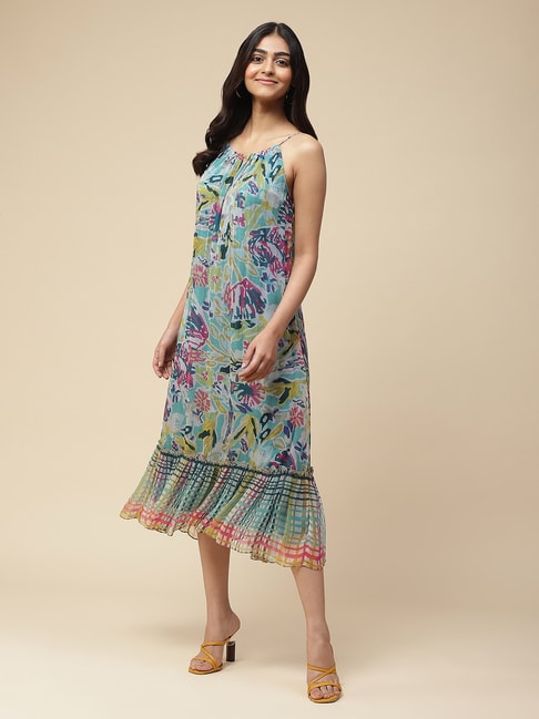 aarke Ritu Kumar Blue Printed Midi Dress Price in India