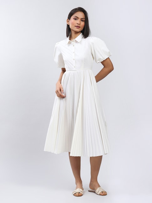 Tara White Fit & Flare dress with Dupatta – The Anarkali Shop