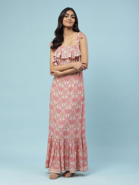 aarke Ritu Kumar Pink Floral Maxi Dress Price in India