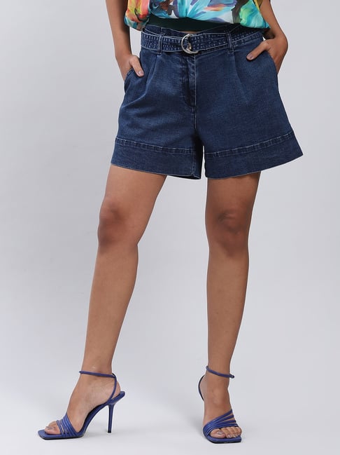 Label Ritu Kumar Dark Blue Denim Shorts-picture-36