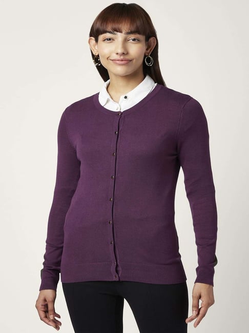 Annabelle by Pantaloons Purle Round Neck Cardigan-picture-15