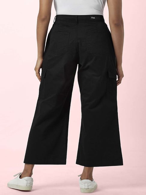 People by Pantaloons Black Cotton Flared Pants