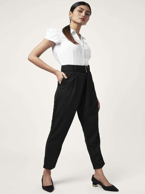 Buy Annabelle By Pantaloons Women Beige Slim Fit Solid Regular Trousers   Trousers for Women 7463541  Myntra