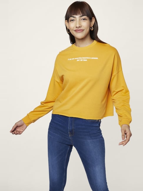 Honey by Pantaloons Mustard Cotton Printed Sweatshirt-picture-40