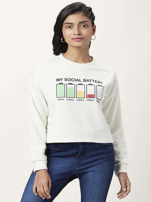 People by Pantaloons White Printed Sweatshirt-picture-26