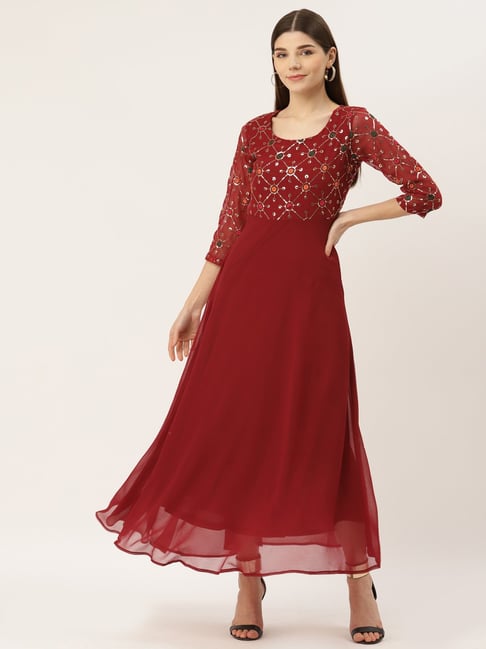 Littleens Aita Draped Sleeves Embellished Gown | Red, Vegan Silk, Scoop For  Girls | Embellished gown, Gowns for girls, Drape sleeves