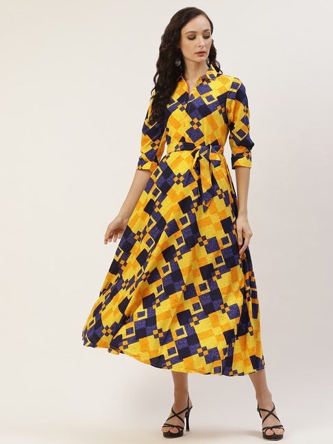 Floral Print Linen Midi-Dress – Dressline Fashion