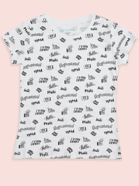 Pantaloons Junior White Cotton Printed T-Shirt-picture-13