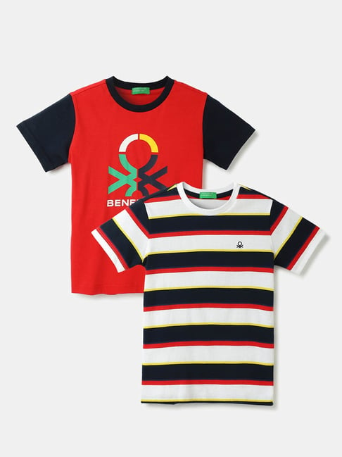 United Colors of Benetton Kids Multicolor Striped T-Shirt (Pack Of 2)