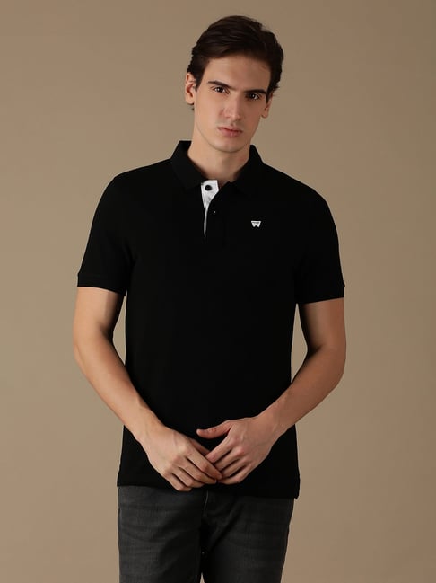 Wrangler Jet Black Regular Fit Polo T-Shirt