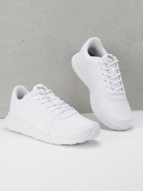 Buy PUMA White Unisex Synthetic Leather Lace Up Sneakers | Shoppers Stop