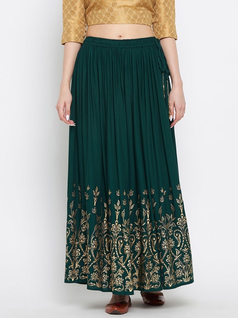 Clora Creation Green Floral Maxi Skirt Price in India